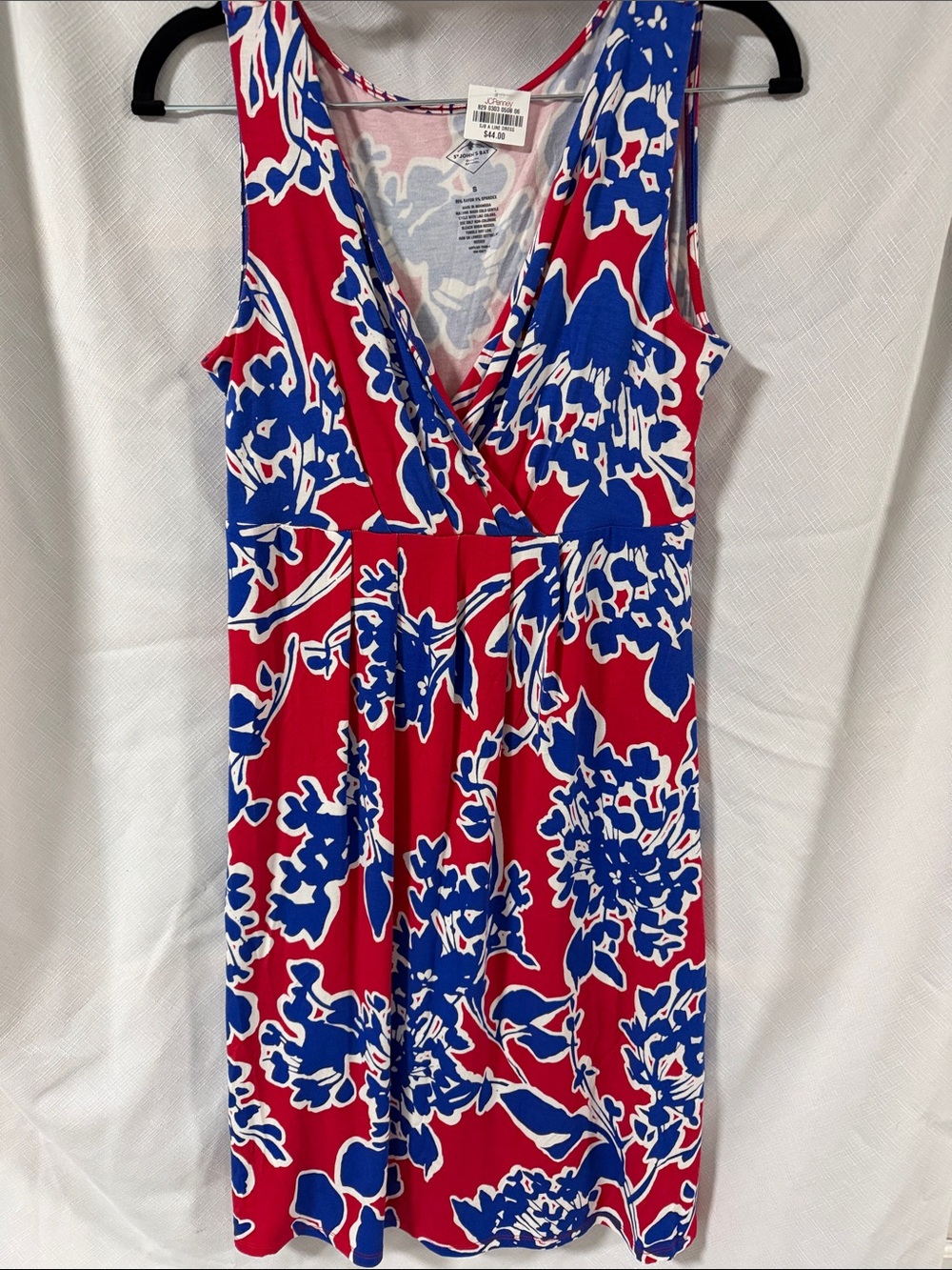 St. John's Bay Red, Blue & White Floral Sleeveless Dress